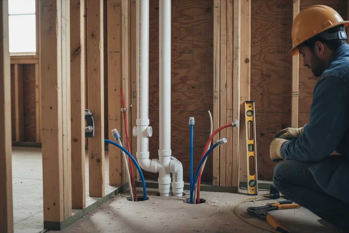 Drain and supply rough-in during Drain Cleaning in Yoder