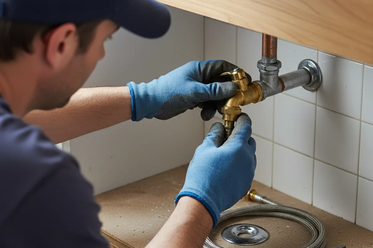 Shutoff valve and fitting work during Burst Pipe Repair in Yoder
